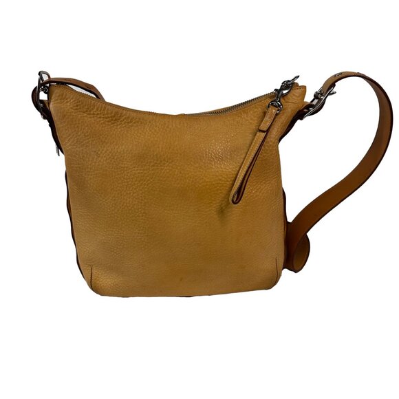 Vintage Coach Mustard Pebble Leather Hobo Bag Style E3S-9350 Crossbody Purse - Picture 1 of 16